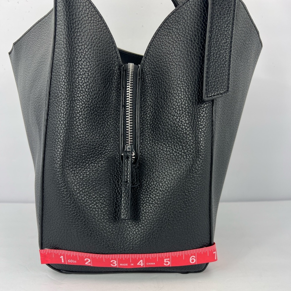 DKNY MILLER TRIPLE COMPARTMENT TOTE BAG/PURSE, BLACK FAUX IMPRINTED LEATHER - Picture 14 of 15